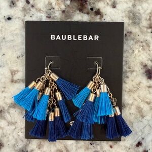 BaubleBar Blue Drop Tassel Earrings